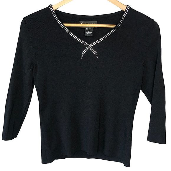 Style & Co Rhinestone Collar Knit Sweater sz SP - Picture 7 of 9